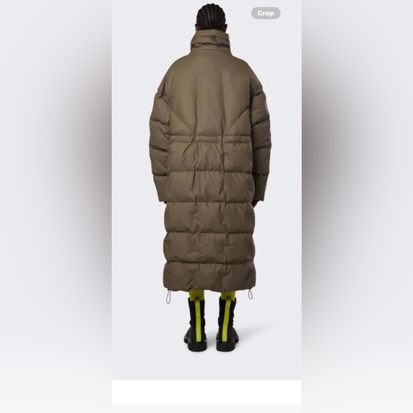 Rains Block Puffer Coat Color Wood Size Large - Picture 2 of 16